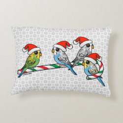 Candy Cane Santa Budgies Brushed Polyester Accent Pillow