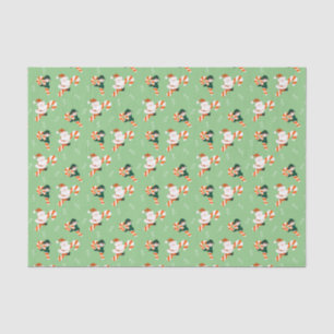 Candy Cane Santa Claus Elf Christmas Pattern Tissue Paper