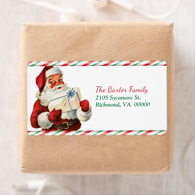 Candy Cane Santa Claus Return Address Label (Insitu)