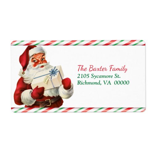Candy Cane Santa Claus Return Address Label