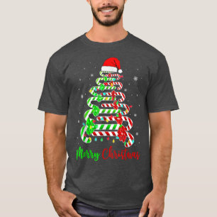 Candy Cane Santa Hat Funny Xmas Tree Merry Christm T-Shirt