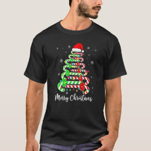 Candy Cane Santa Hat Funny Xmas Tree Merry Christm T-Shirt