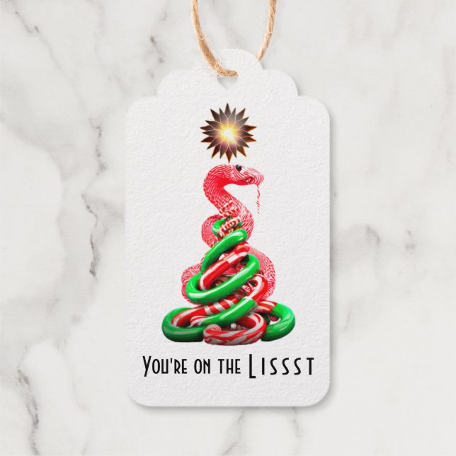 CANDY CANE SNAKE foil gift tags (Back)