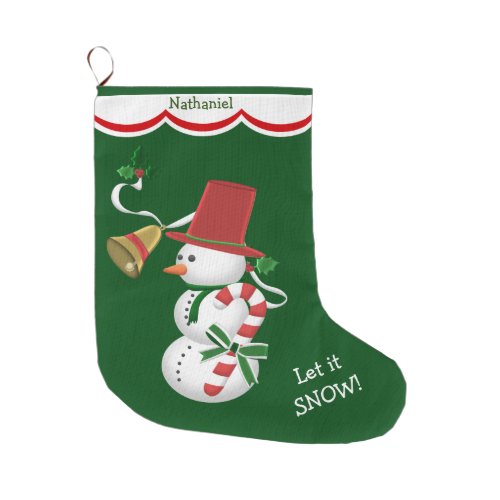 Candy Cane Snowman Large Christmas Stocking