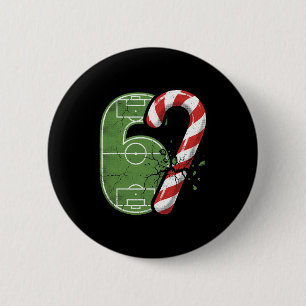 Candy Cane Soccer Field 67 Cracked Funny Christmas Button