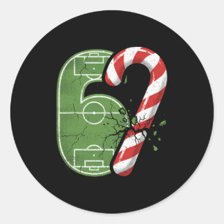 Candy Cane Soccer Field 67 Cracked Funny Christmas Classic Round Sticker