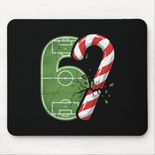 Candy Cane Soccer Field 67 Cracked Funny Christmas Mouse Pad