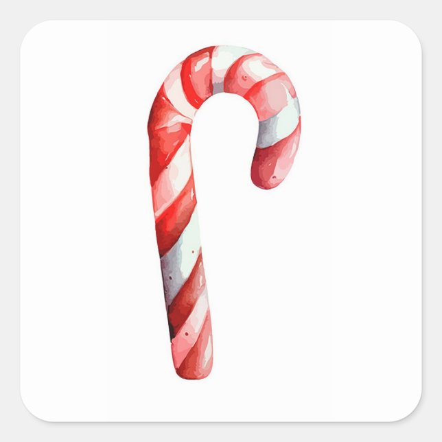 Candy Cane Square Sticker (Front)