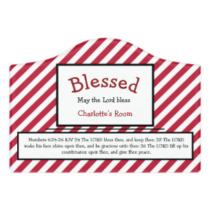 Candy Cane Stipe Name Blessing Nursery Door Sign