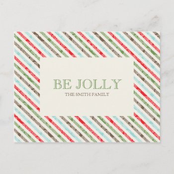 Candy Cane Stripe And Damask  Holiday Postcards by PineAndBerry at Zazzle