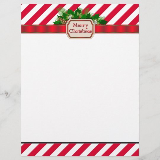 Candy cane stripe Christmas letterhead stationery | Zazzle.com