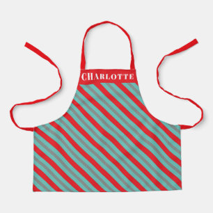Candy Cane Stripe Christmas Name Apron