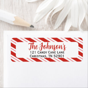 Candy Cane Stripe Christmas Return Address Label