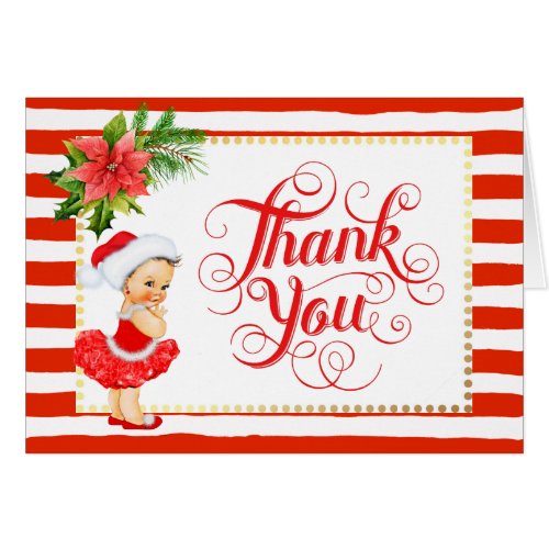 Candy Cane Stripe Christmas Thank You Card