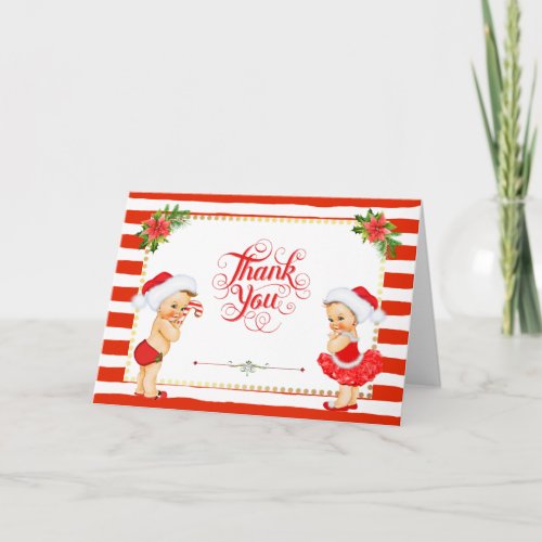 Candy Cane Stripe Christmas Thank You Card