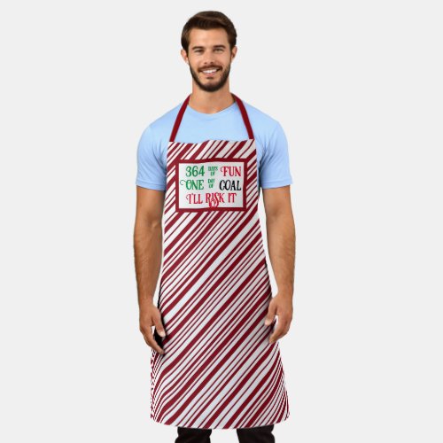 Candy Cane Stripe Funny Saying Christmas Apron