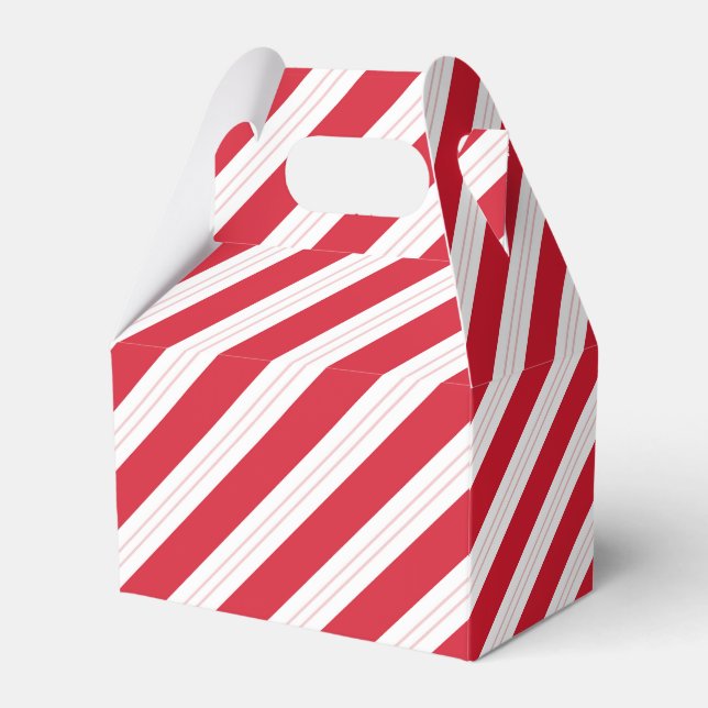 Candy Cane Stripe Gabled Christmas Party Favor Box (Front Side)