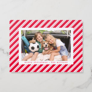 Candy Cane Stripe Landscape Holiday Letterpress Photo Cards