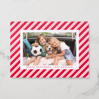 Candy Cane Stripe Landscape Holiday Letterpress Photo Cards