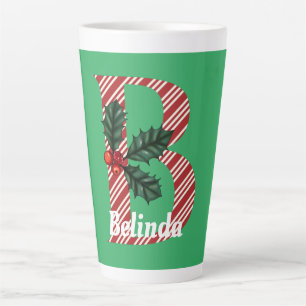 Candy Cane Stripe Letter B Large Christmas Latte Latte Mug