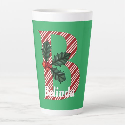 Candy Cane Stripe Letter B Large Christmas  Latte  Latte Mug