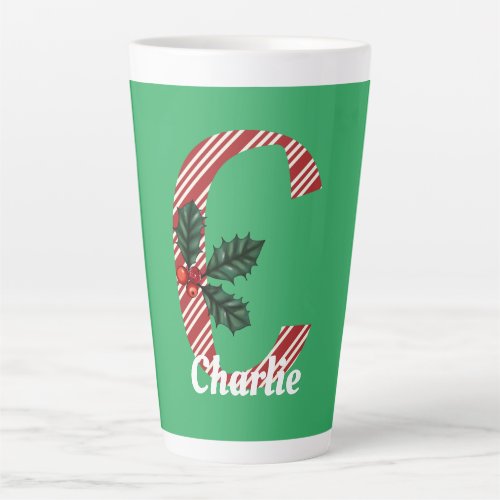 Candy Cane Stripe Letter C Large Christmas  Latte Mug