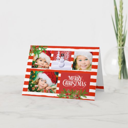 Candy Cane Stripe Photo Christmas Card