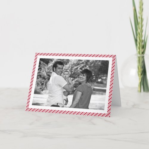 Candy Cane Stripe Photo Greeting Holiday Card