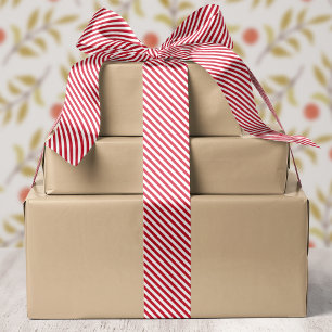 Candy Cane Stripe Red and White Christmas Satin Ribbon