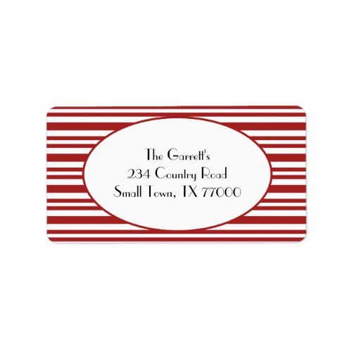 Candy Cane Stripe Red Christmas Address Label