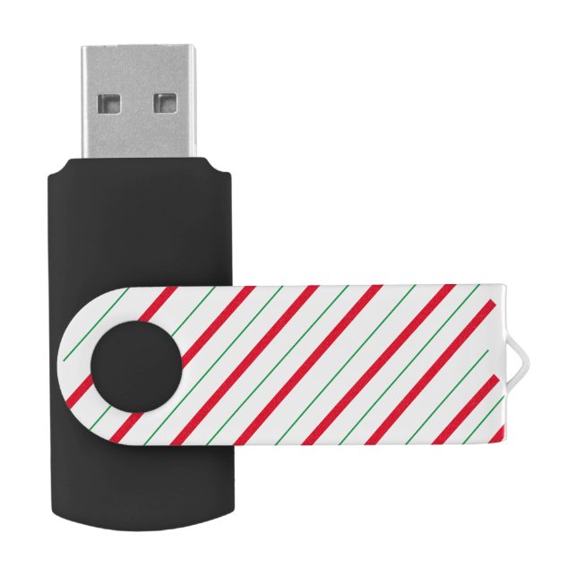 Candy Cane Stripe Red Green Flash Drive (Opened)