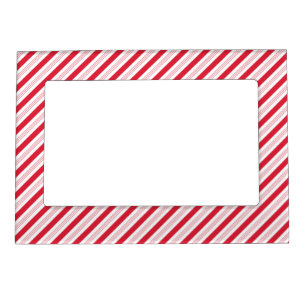 Candy Cane Striped Christmas Holiday Red White Magnetic Frame