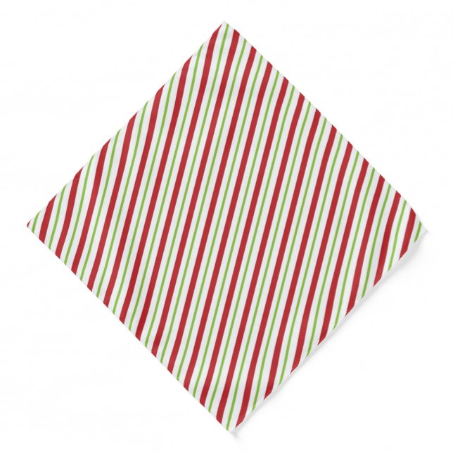 Candy Cane Striped Christmas Red Green Bandana (Front)