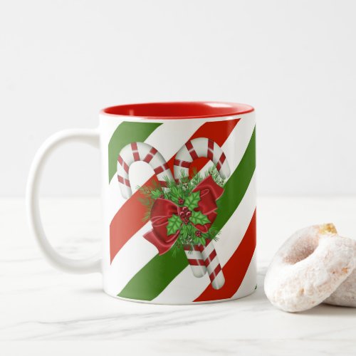 Candy Cane striped Christmas Two_Tone Coffee Mug