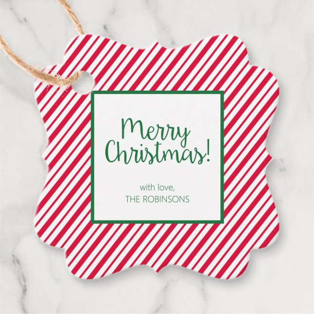 Candy Cane Striped  Favor Tags (Front)