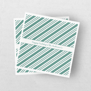 Candy Cane Striped Green Christmas Holiday Napkins