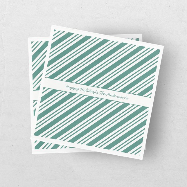 Candy Cane Striped Green Christmas Holiday Napkins (Creator Uploaded)
