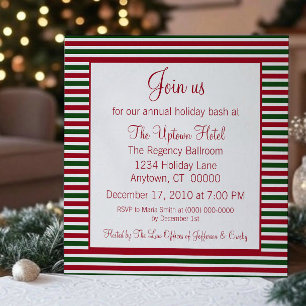 Candy Cane Striped Holiday Party Invitation
