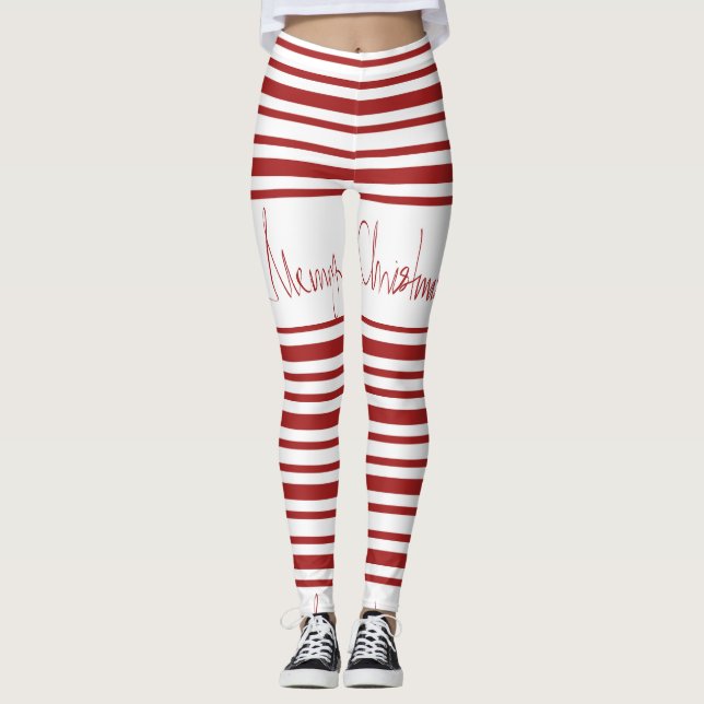 CANDY CANE STRIPED LEGGINGS (Front)