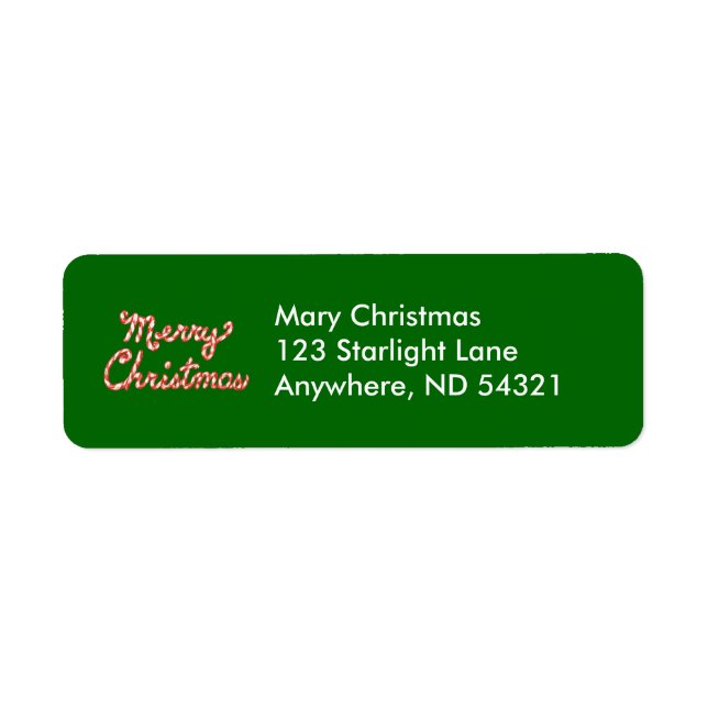 Candy Cane Striped Merry Christmas Label (Front)