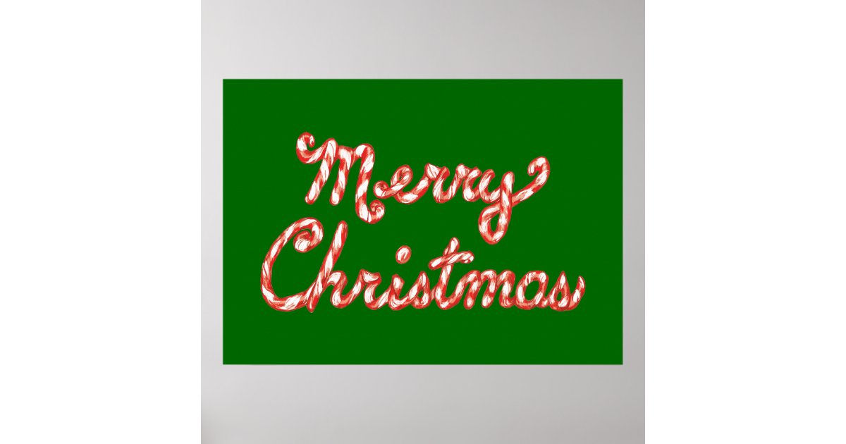 Candy Cane Striped Merry Christmas Poster Zazzle