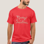 Candy Cane Striped Merry Christmas T-shirt at Zazzle