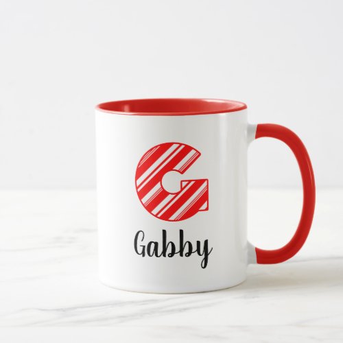 Candy Cane Striped Monogram Mug