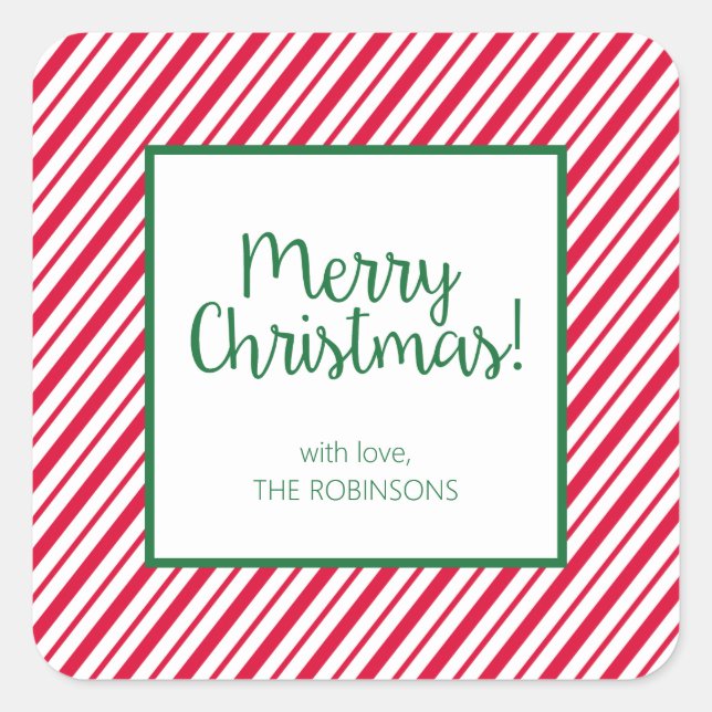 Candy Cane Striped  Square Sticker (Front)