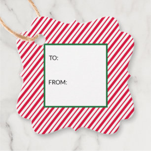 Candy Cane Striped To From Favor Tags