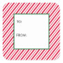 Candy Cane Striped To From Square Sticker