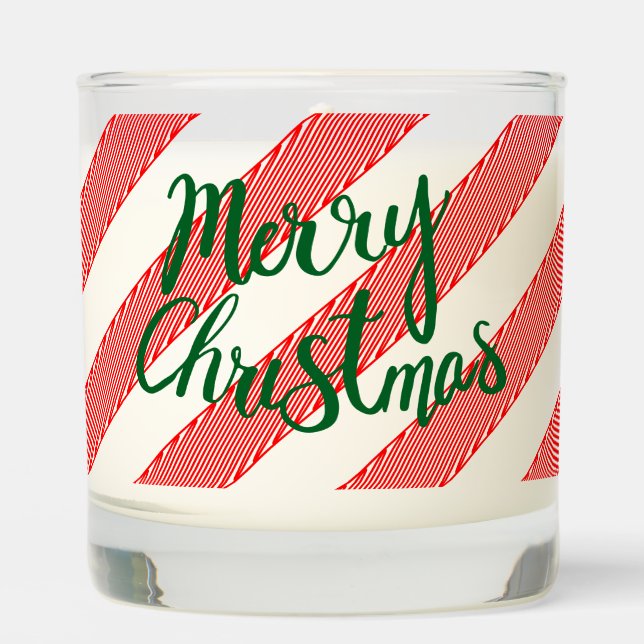 Candy Cane Striped with Custom Text Scented Candle (Front)
