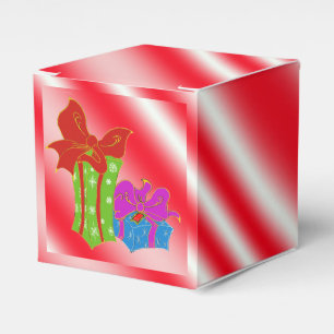 Candy cane striped with gifts party favor box. boxes