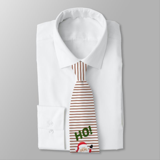 Candy Cane Stripes And Santa Claus Neck Tie (Tied)