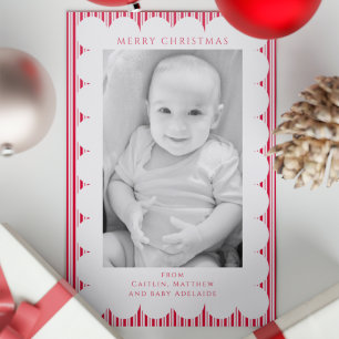 Candy Cane Stripes and Scallopped Frame Holiday Letterpress Photo Cards